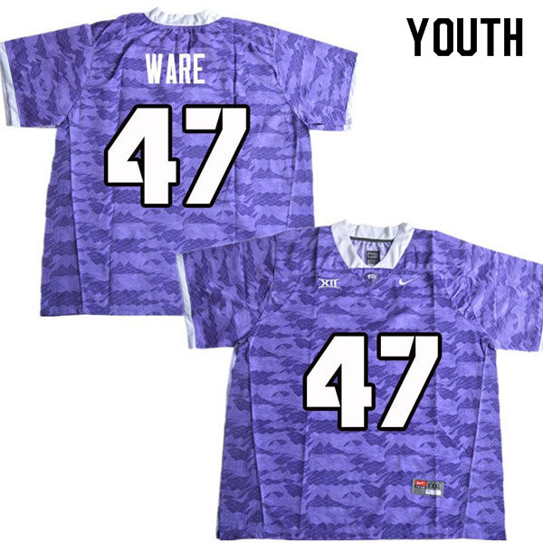 Youth #47 Carter Ware TCU Horned Frogs College Football Jerseys Sale-Purple - Click Image to Close